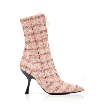 Brock Collection + Multi-Colored Tweed Lace-Up Boots