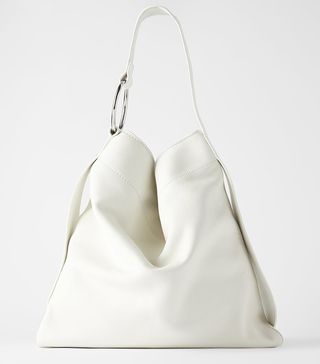Zara + Flat Leather Tote Bag