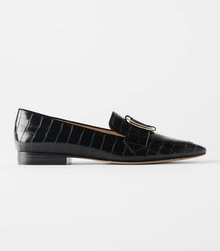 Zara + Moc Croc Loafers With Buckle