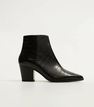 Mango + Croc-effect ankle boots