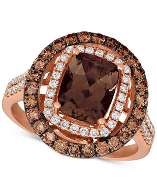 Le Vian + Chocolate Quartz, Nude Diamonds and Chocolate Diamonds Statement Ring Set in 14k Rose Gold