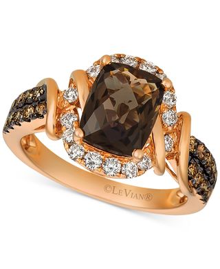 Le Vian + Chocolate Quartz & Diamond Statement Ring in 14k Rose Gold