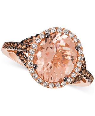 Le Vian + Peach Morganite, Vanilla Diamonds & Chocolate Diamonds Ring in 14k Rose Gold