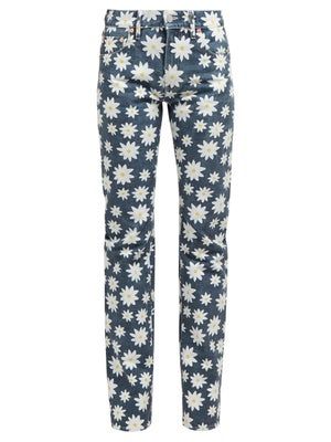 Holiday Boileau + Daisy-Print High-Rise Jeans
