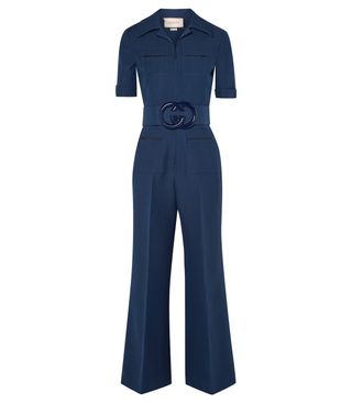 Gucci + Belted Wool and Silk-Blend Cady Jumpsuit