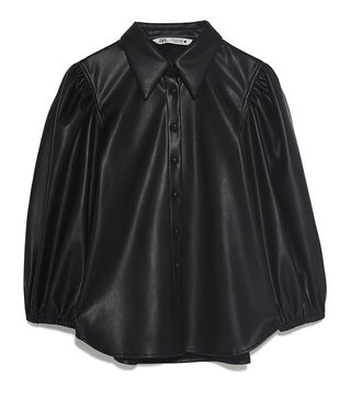 Zara + Faux Leather Shirt