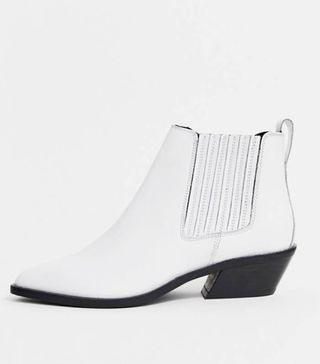 ASOS + Adelaide Leather Western Chelsea Boots in White