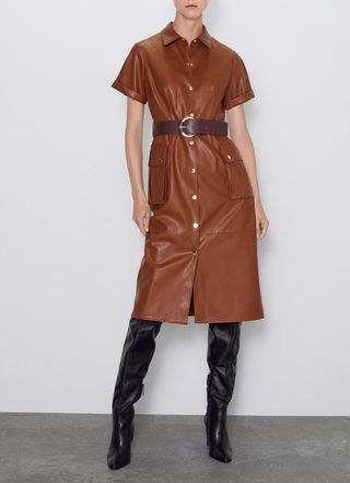 Zara + Faux-Leather Dress