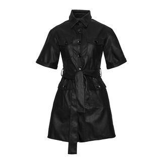 Pixie Market + Black Leather Utility Shirt Dress