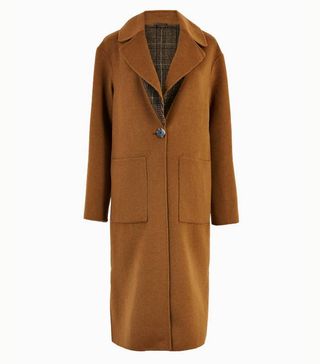 Marks and Spencer + Wool Checked Reversible Overcoat