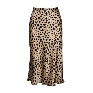 Pajamas + High-Waist Leopard Satin Midi Skirt