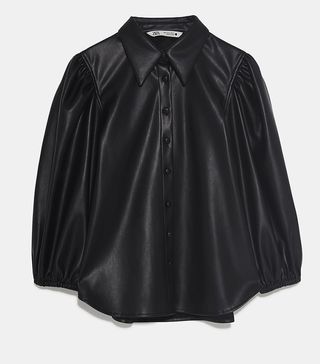 Zara + Faux Leather Shirt