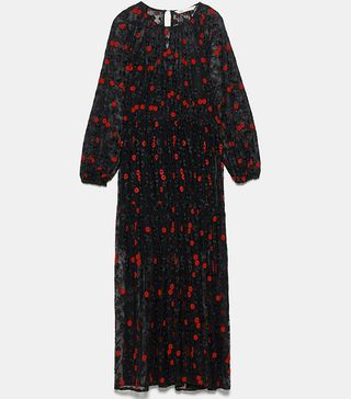 Zara + Floral Embroidery Dress