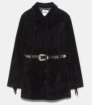 Zara + Limited Edition Leather Jacket With Fringing