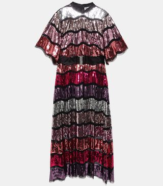 Zara + Limited Edition Sequined Dress With Belt