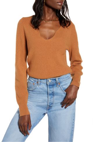 Leith + Shaped Neck Sweater