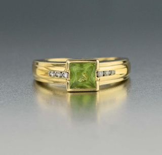 Vintage + Diamond Peridot Ring