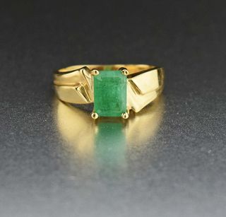 Vintage + 1-Carat Natural Emerald Pinky Ring