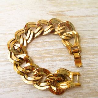 Vintage + Monet Gold Tone Double Link Curb Chain Bracelet