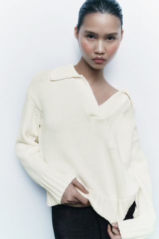 Zara + Knit Polo Sweater