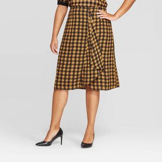Who What Wear x Target + Mid-Rise Soft Ruffle A Line Midi Skirt