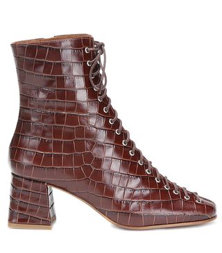 By Far + Becca Croc-Effect Leather Ankle Boots