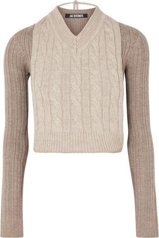 Jacquemus + Layered Cable-Knit Two-Tone Merino Wool Sweater