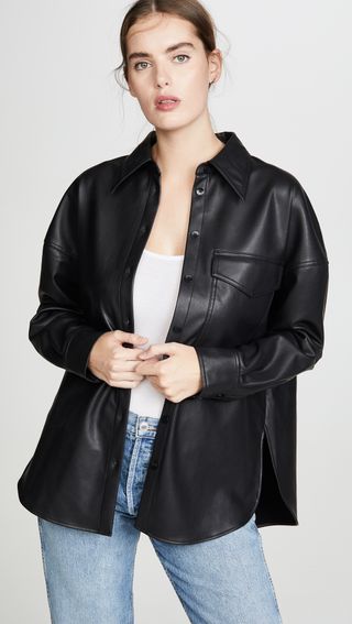 Tibi + Utility Faux Leather Shirt