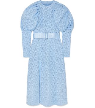 Rotate Birger Christensen + Belted Embroidered Tulle Midi Dress