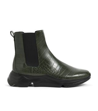 Charles & Keith + Croc-Effect Chunky Sole Chelsea Boots