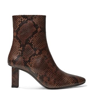 Staud + Brando Snake-Effect Leather Ankle Boots