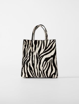 Zara + Animal Print Leather Mini Shopper Bag
