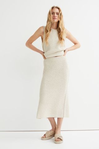 H&M + Knitted Silk-Blend Skirt