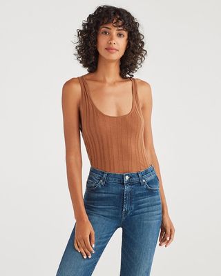 7 For All Mankind + Cashmere Blend Racer Back Tank in Penny