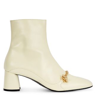 Salondeju + Ivory Leather Ankle Boots