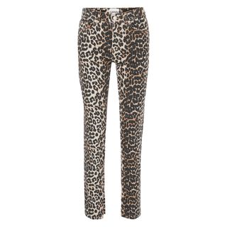 Ganni + Leopard-Print High-Rise Slim-Leg Jeans