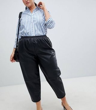 ASOS Design + Tapered Leather Look Pants