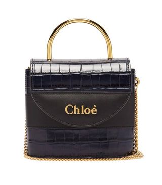 Chloé + Aby Lock Crocodile-Effect Leather Cross-Body Bag