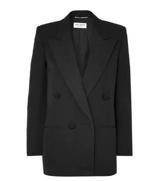 Saint Laurent + Double-Breasted Satin-Trimmed Wool Blazer