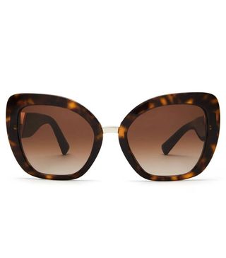 Valentino + V-Plaque Oversized Square Acetate Sunglasses