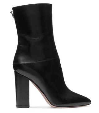 Valentino + Valentino Garavani Ringstud 100 Glossed-Leather Ankle Boots