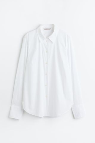 H&M + Cotton-Blend Shirt in White