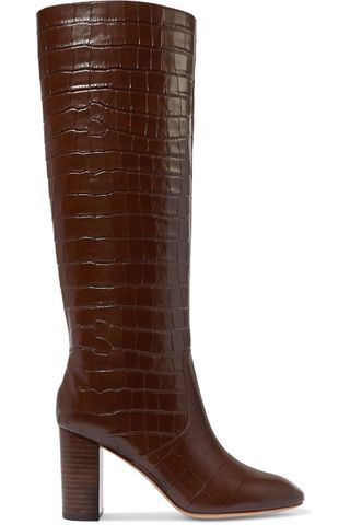 Loeffler Randall + Goldy Croc-Effect Leather Knee Boots