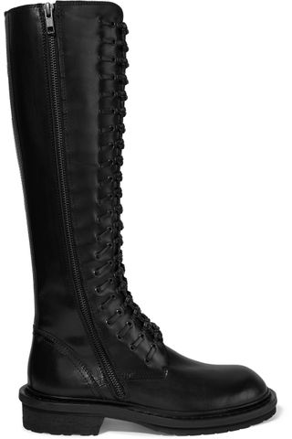 Ann Demeulemeester + Lace-Ip Leather Knee Boots