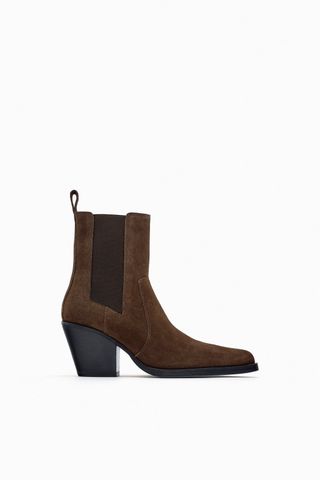 Zara + Suede Heel Ankle Boots