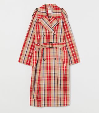 H&M + Checked Cotton Tench Coat