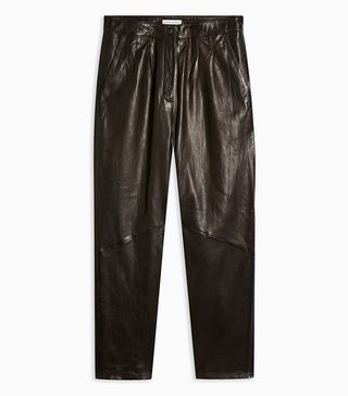 Topshop + Tapered Leather Peg Trousers