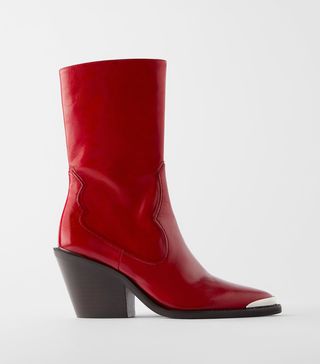 Zara + Low Heeled Cowboy Ankle Boots