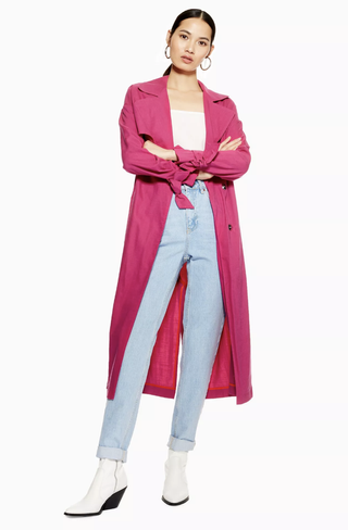 Topshop + Pink Belted Trench Coat