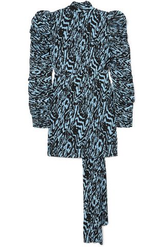 Solace London + Marne Printed Plissé-Chiffon Mini Dress